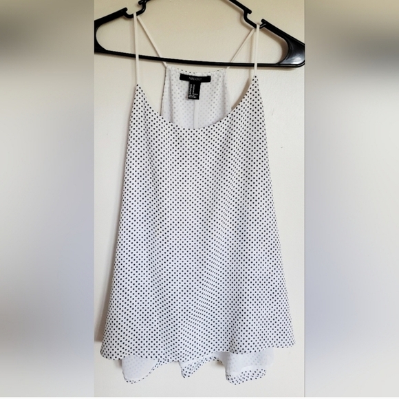 Forever 21 Women's Black and White Polka Dot Flowy Spaghetti Strap Tank Size M - Picture 1 of 4